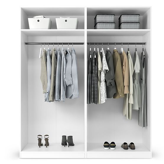 Viertüriger Schrank Neroli, gerillt im Bogen, weiß