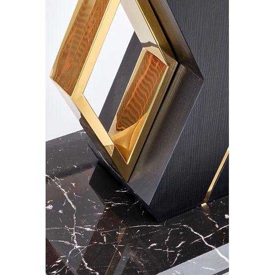 VINCENZO ausziehbarer Tisch Platte: weißer Marmor, Bein schwarz/gold (3p=1Stk)