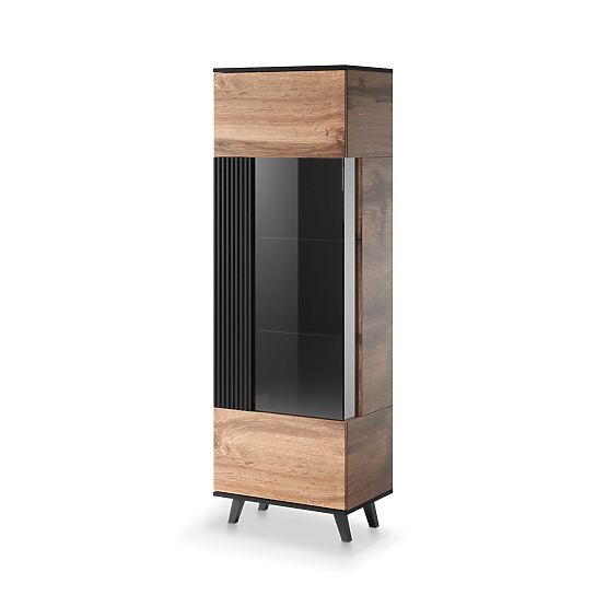 Vitrine RANDOM W-1 - Wotan Eiche/Schwarz