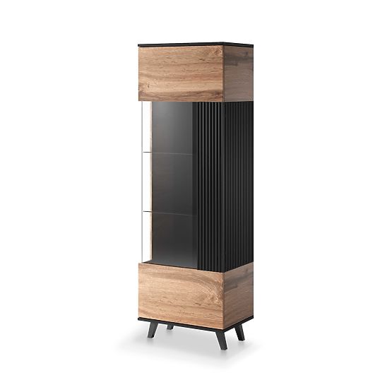 Vitrine RANDOM W-1 - Wotan Eiche/Schwarz