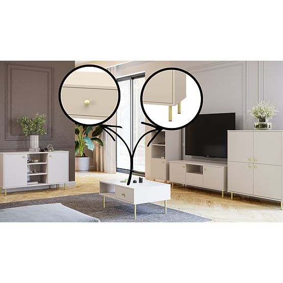 Vitrine Säule für Wohnzimmer Venus Kaschmir 1