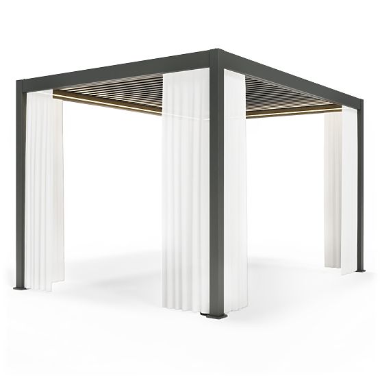 Vorhang 372,5 cm für die Seite der Pergola 4 m, weiß