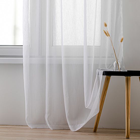 Vorhang KRESZ weiße Farbe klassischer Stil Flex 5,5 cm mit doppelter Falte, Crash-Voile 140x270