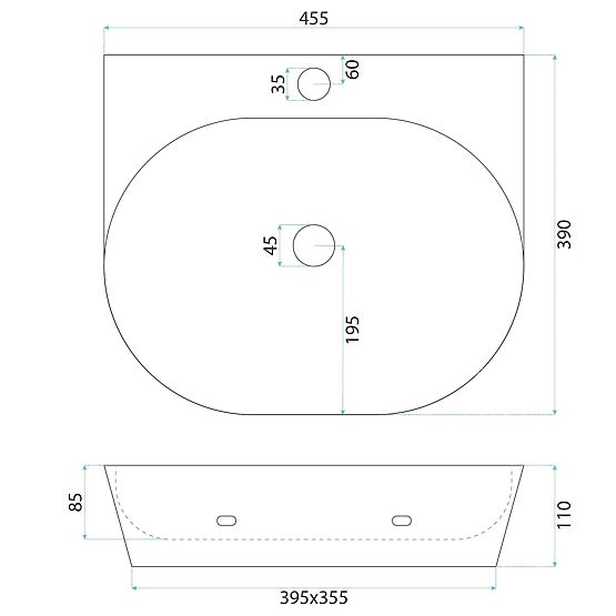 Wand- / Tischwaschbecken Rea Kim 46