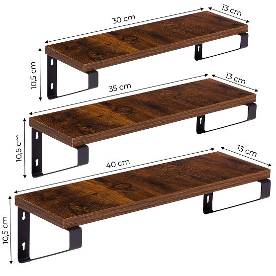 Wandblumenständer 3 hängende Regale für Blumen Dekoration Loft ModernHome