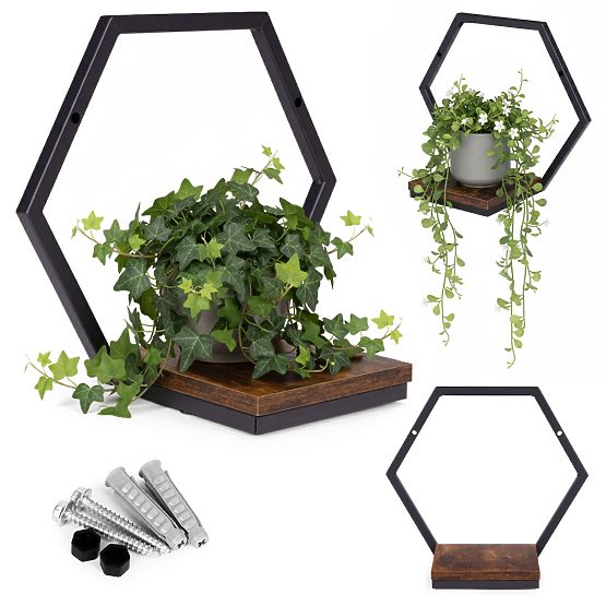 Wandblumentopf hängendes Regal für Pflanzen Dekoration Loft Hexagon ModernHome