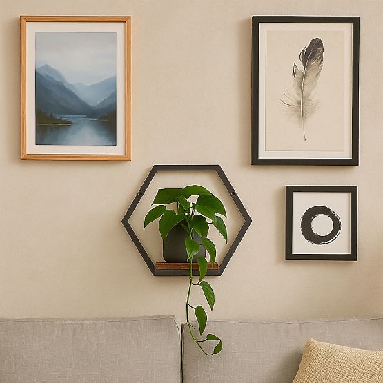 Wandblumentopf hängendes Regal für Pflanzen Dekoration Loft Hexagon ModernHome