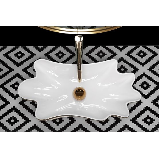 Waschbecken REA Sea Infinity Gold/Weiß + Stöpsel