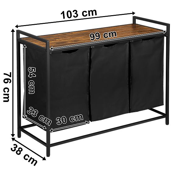 Wäschekorb mit Regal 3 Fächer ARTUS