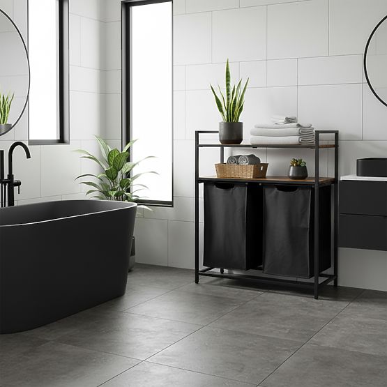 Wäschekorb mit Regalen 2 Kammern MIRUN