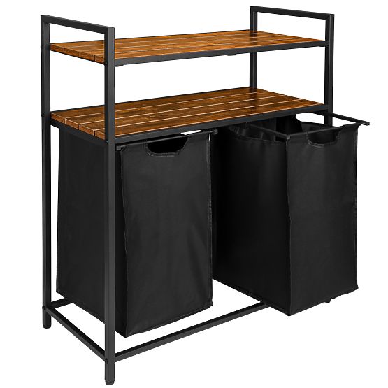 Wäschekorb mit Regalen 2 Kammern MIRUN