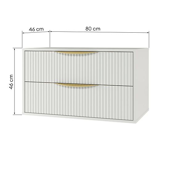 Waschtischunterschrank Avila 2.0, 80 cm, gerillt, goldene Griffe, weiß
