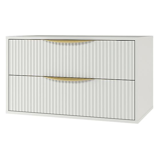 Waschtischunterschrank Avila 2.0, 80 cm, gerillt, goldene Griffe, weiß