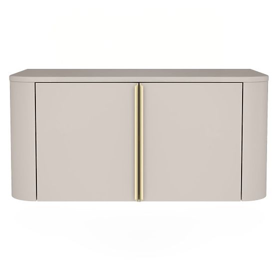 Waschtischunterschrank Bassa 80 cm, kaschmirfarben, goldene Griffe, abgerundet