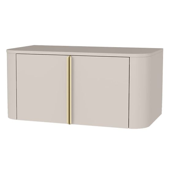 Waschtischunterschrank Bassa 80 cm, kaschmirfarben, goldene Griffe, abgerundet