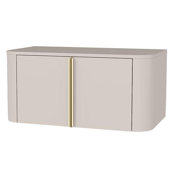 Waschtischunterschrank Bassa 80 cm, kaschmirfarben, goldene Griffe, abgerundet