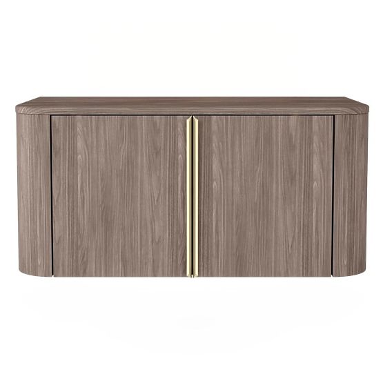 Waschtischunterschrank Bassa 80 cm, Lincoln-Nussbaum, goldene Griffe, abgerundet