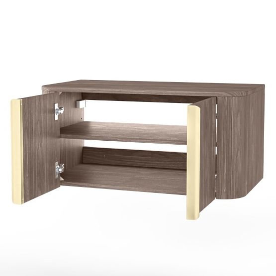 Waschtischunterschrank Bassa 80 cm, Lincoln-Nussbaum, goldene Griffe, abgerundet