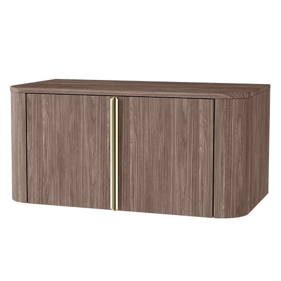 Waschtischunterschrank Bassa 80 cm, Lincoln-Nussbaum, goldene Griffe, abgerundet
