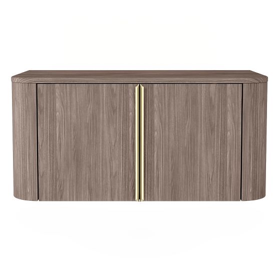 Waschtischunterschrank Bassa 80 cm, Lincoln-Nussbaum, goldene Griffe, abgerundet