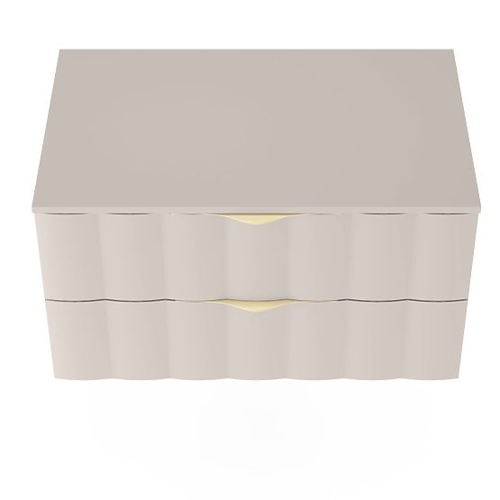 Waschtischunterschrank Omi 80 cm, gewelltes Frontpanel, goldene Griffe, kaschmirbeige