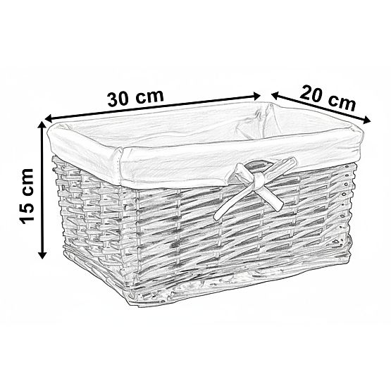 Weidenkorb 30x20x15 cm - weiß-grau