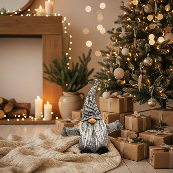 Weihnachtself 35 cm YX045 GRAU