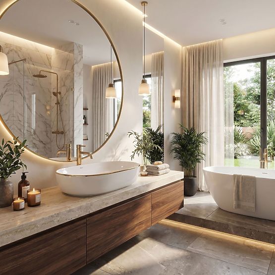 Zeitloses Waschbecken Rea CLEO 61 Gold Edge