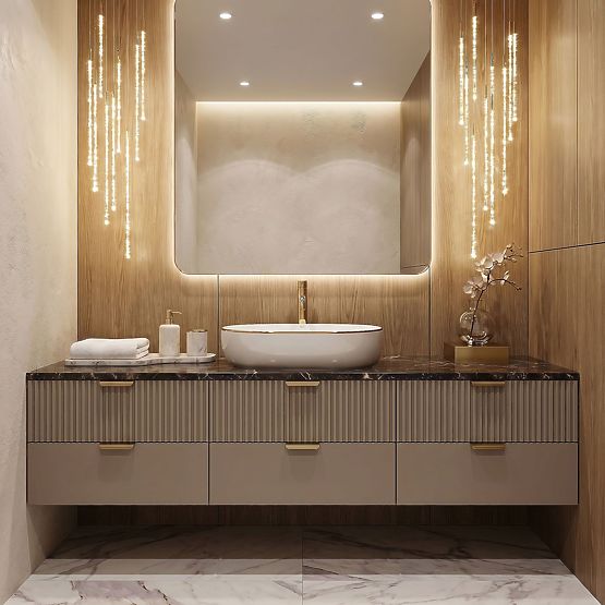 Zeitloses Waschbecken Rea CLEO 61 Gold Edge