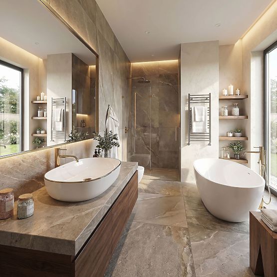 Zeitloses Waschbecken Rea CLEO 61 Gold Edge
