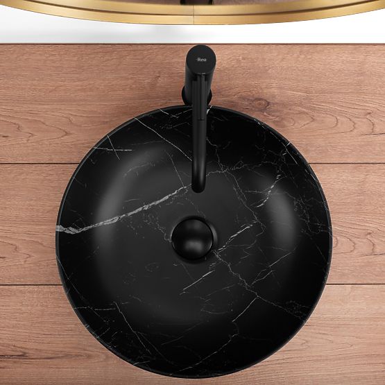 Zeitloses Waschbecken Rea Fibo schwarz matt