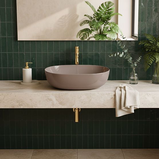 Zeitloses Waschbecken Rea Lisa Beige Shiny