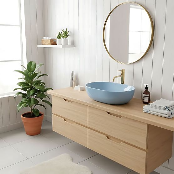 Zeitloses Waschbecken Rea LISA L.BLUE SHINY