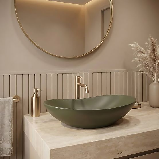 Zeitloses Waschbecken Rea Royal Olive Matt