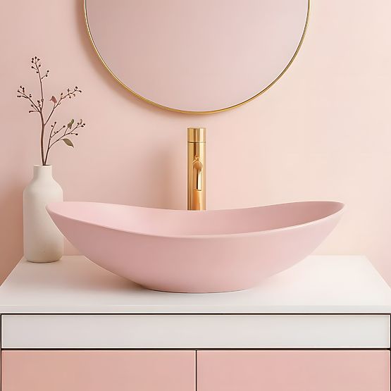 Zeitloses Waschbecken Rea Royal Powder Pink Matt
