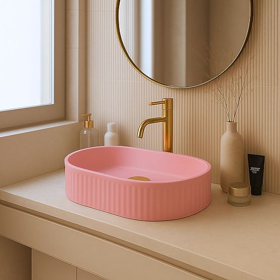 Zeitloses Waschbecken Rea Vanda Bubble Gum Matt