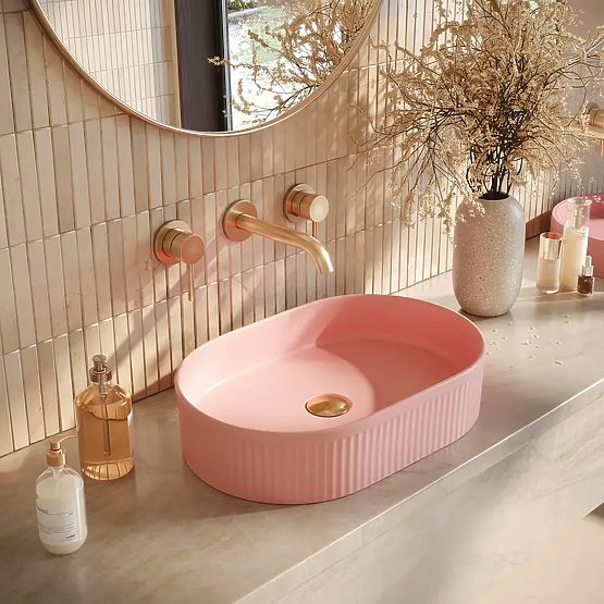 Zeitloses Waschbecken Rea Vanda Bubble Gum Matt