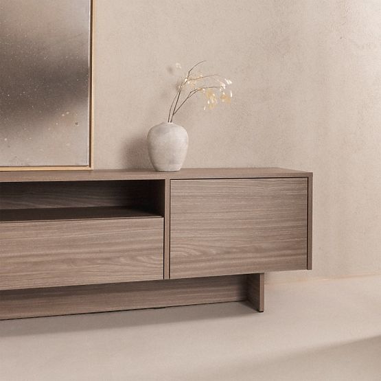 Zweiflügeliger TV-Schrank mit Schublade Kanso, Perleiche