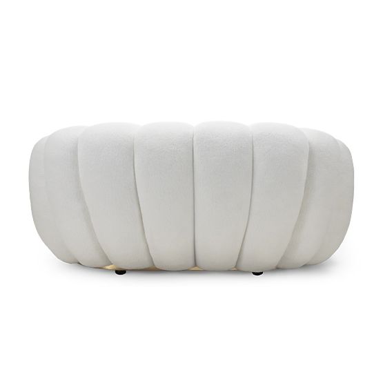 Zweisitzer-Sofa Firenze weiß, Bouclé, abgerundete Formen
