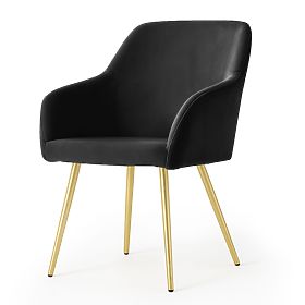 6x Samtgepolsterter glatter Stuhl Schwarz ESTELLE Goldene Beine