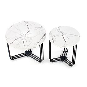 ANTICA M Konferenztisch Platte - weißer Marmor, Gestell - schwarz (2p=1 Stk), Halmar