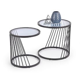 ANTILLA Set aus 2 Tischen Schwarz/Rauch (1p=1Stk), Halmar