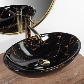 Aufsatzwaschbecken REA Pamela Black Marble Shiny, Rea
