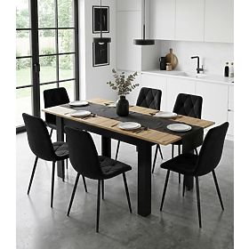 Ausziehbarer rechteckiger Tisch 120-160x80 cm für Küche und Esszimmer für 4-6 Personen Eiche Artisan, LEOBERT
