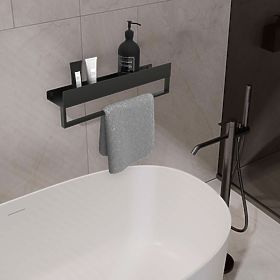 Badezimmerablage für die Badewanne SF01 60 cm schwarz matt, Rea