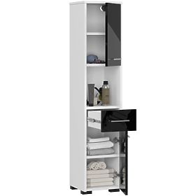 BADEZIMMERREGAL FIN SÄULE 30 2D 1SZ 1W 140cm PK SCHWARZ GLANZ