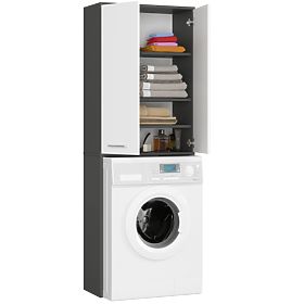 BADEZIMMERSÄULE FIN 180 WASCHMASCHINENOBERSCHRANK VOLLE 2D - GRAU / WEISS