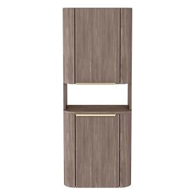 Badezimmerschrank, Bassa Säule Walnuss Lincoln, goldene Griffe, abgerundet