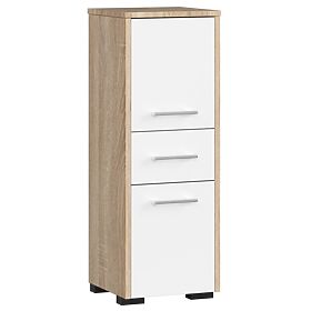 BADEZIMMERSCHRANK FIN SÄULE 30 2D 1SZ 85cm PK EICHE SONOMA / WEISS