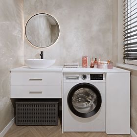 Badezimmerschrank für Waschmaschine mit Türen POLA NP 1D WEISS 2 Regale